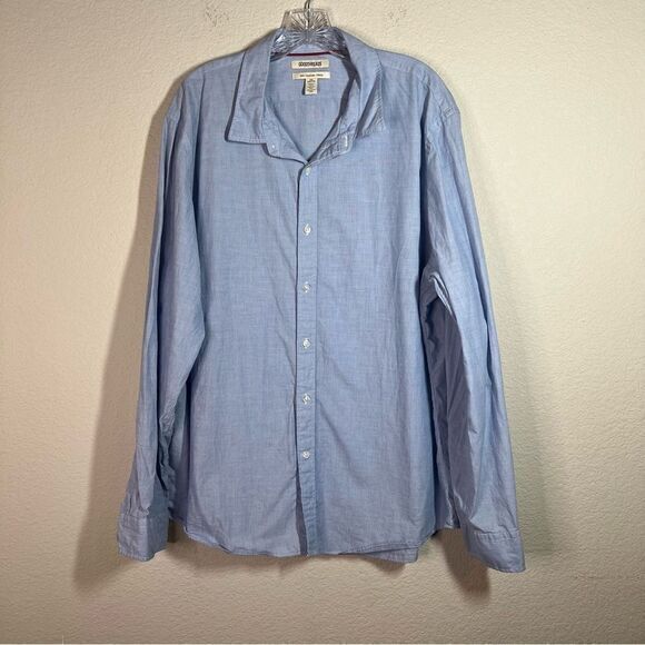Goodthreads Blue Long‎ Sleeves Button Down Shirt Men’s XXL Slim Fit Cotton - Picture 1 of 6
